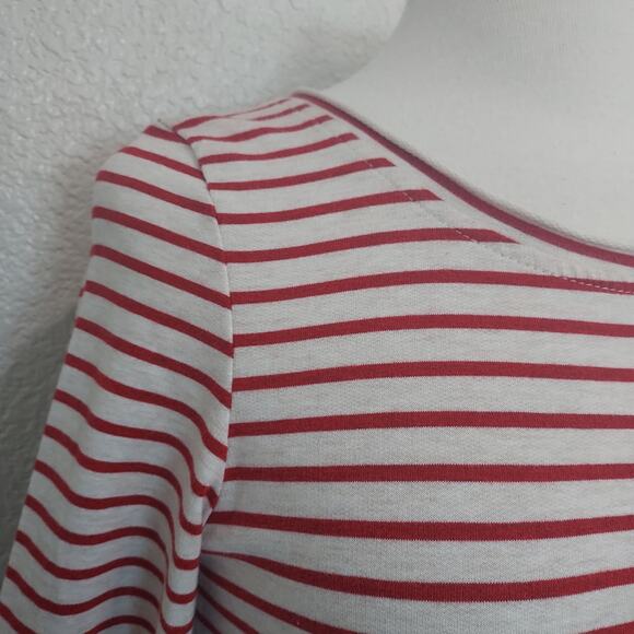 Deletta Red & White Striped Blouse with Bell Sleeves Size S - Picture 4 of 11